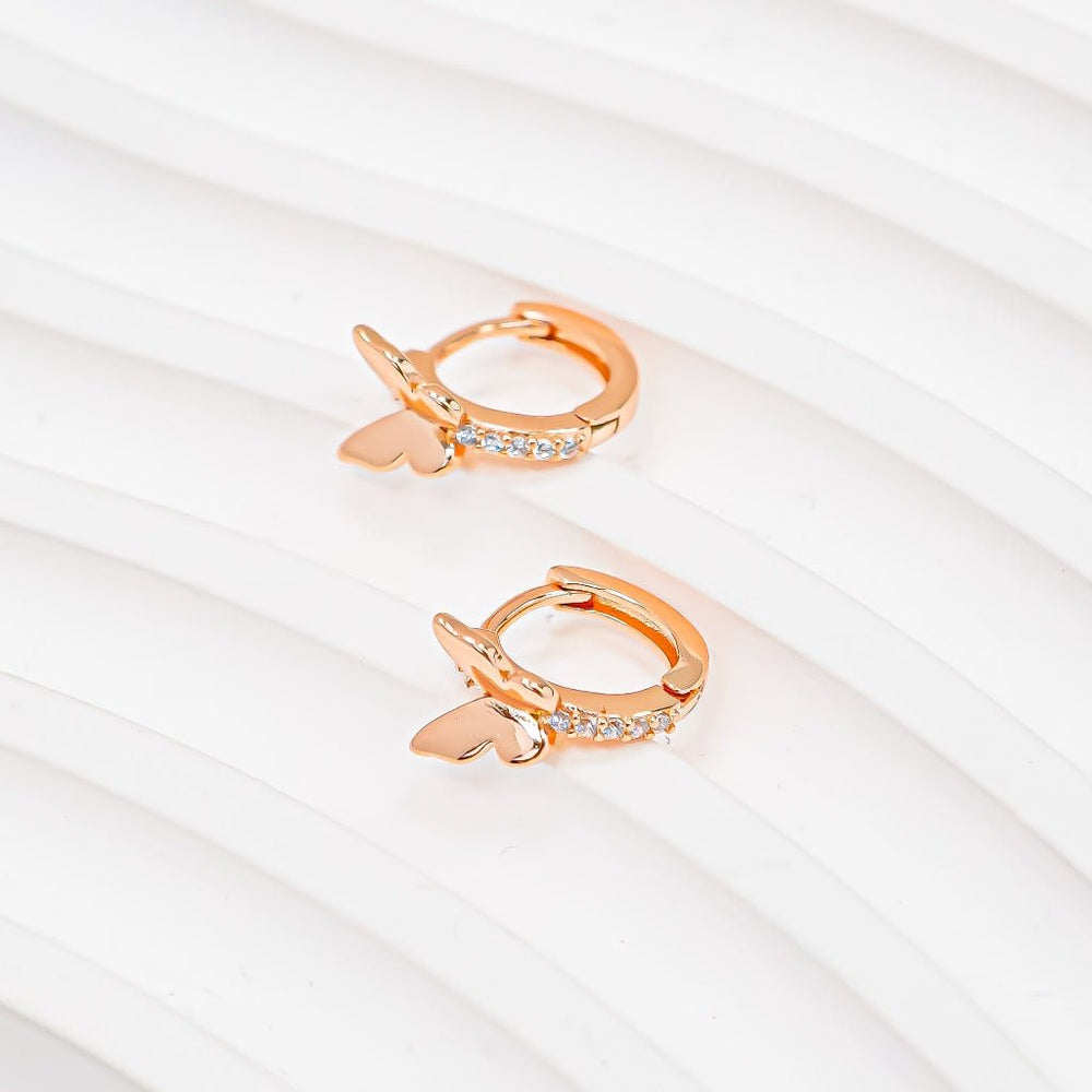 Stone Butterfly Earrings Rose Gold