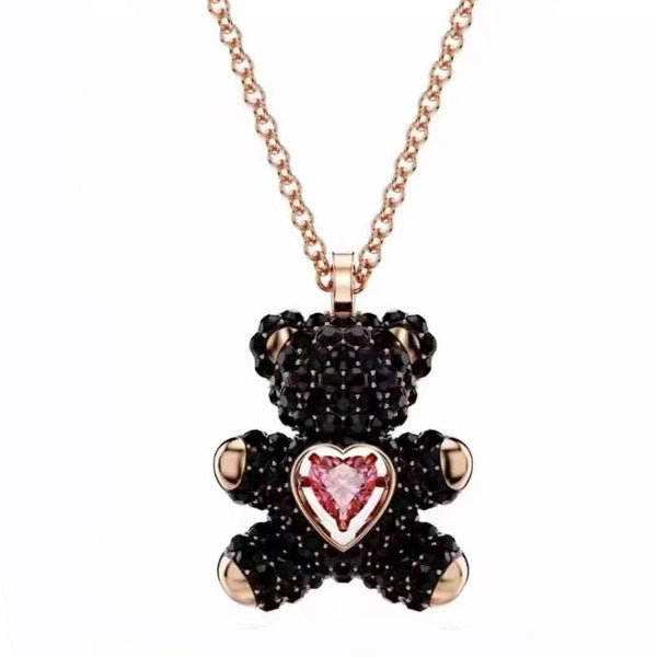 Teddy Bear Necklace Black
