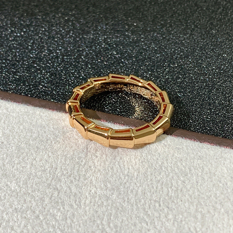 Serpent Adorned with Stones Ring Rose Gold