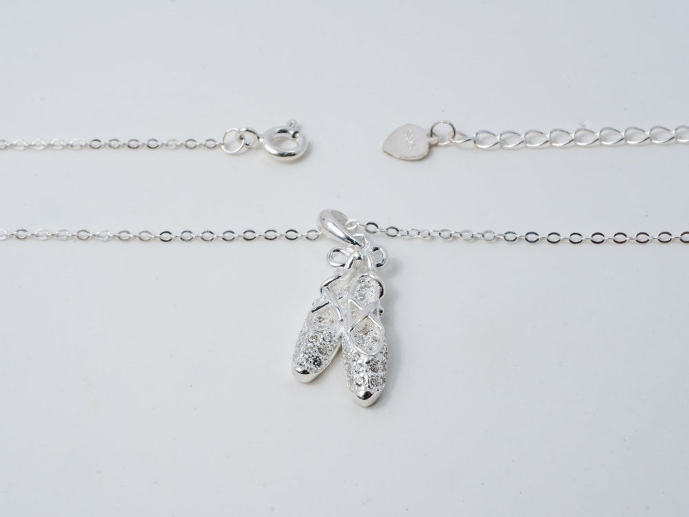 Ballet Shoes Necklace Crystal Silver