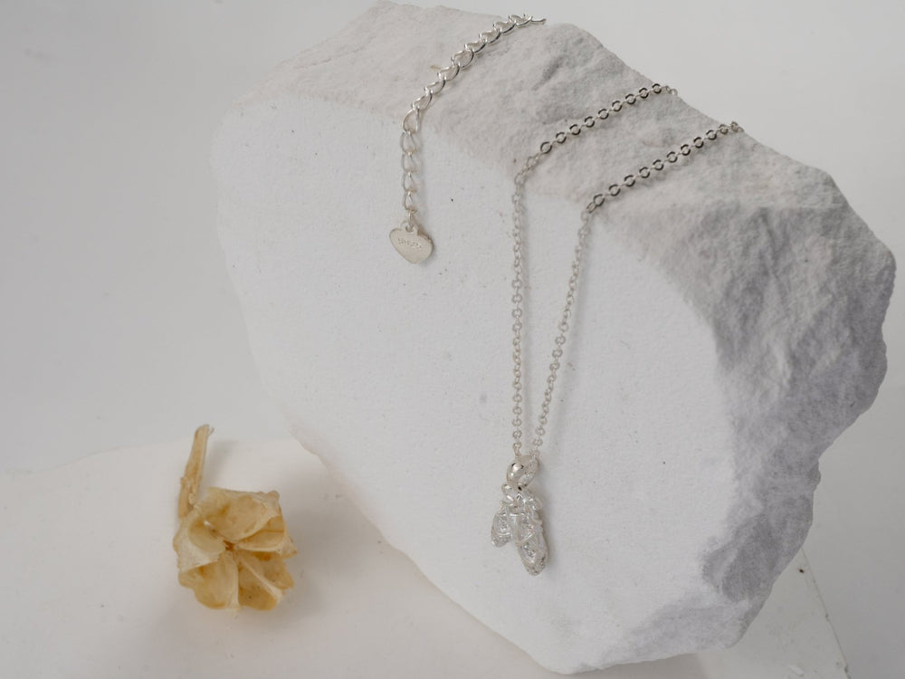 Ballet Shoes Necklace Crystal Silver
