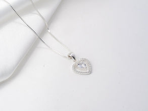 Dây chuyền bạc nữ LAMY Sparkling Stone Encrusted Heart Necklace Silver CDE6168SV