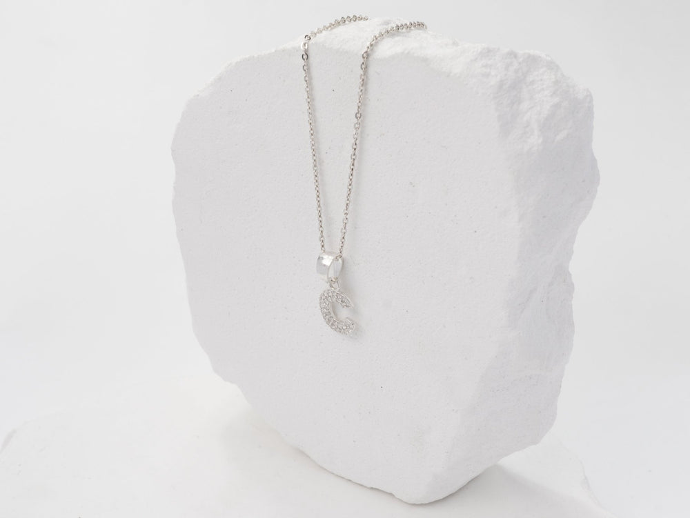 Sparkling Alphabet C Necklace Silver - 6159SV