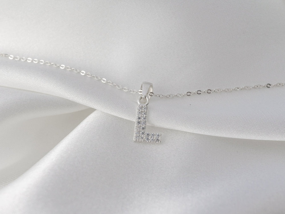 Sparkling Alphabet L Necklace Silver - 6161SV