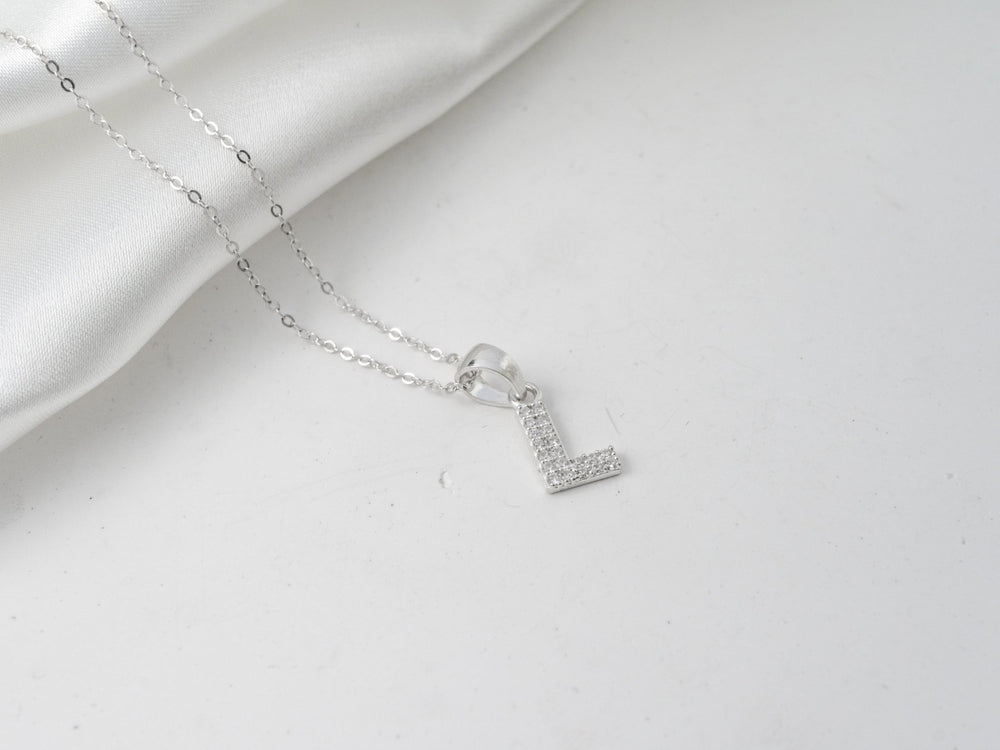 Sparkling Alphabet L Necklace Silver - 6161SV