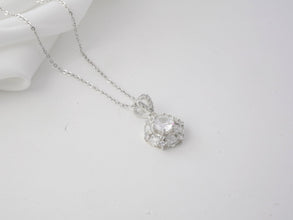 Dây chuyền bạc nữ LAMY Sparking White Crystal Moonstone Necklace Silver CDE6154SV