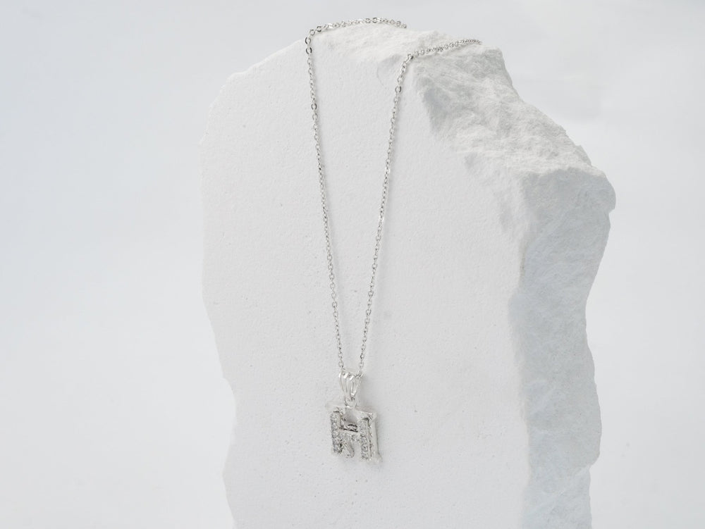 Sparkling Alphabet H Necklace - 6138SV