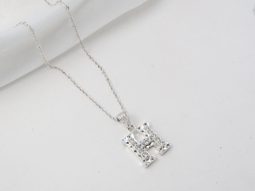 Sparkling Alphabet H Necklace - 6138SV