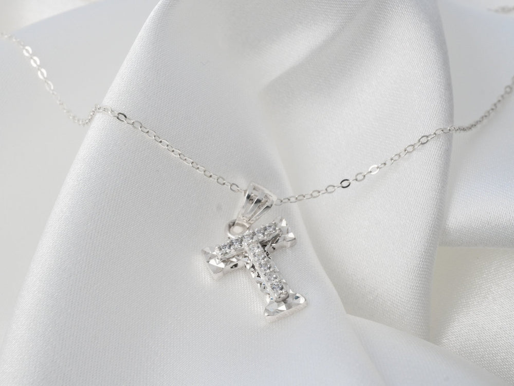Sparkling Alphabet T Necklace - 6139SV