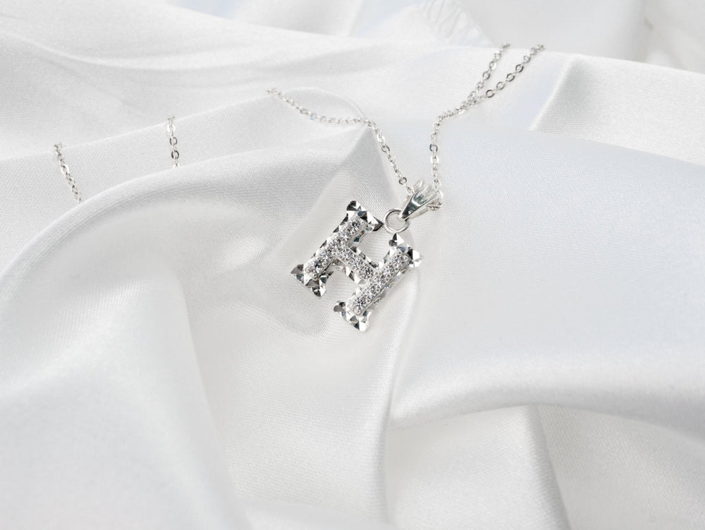 Sparkling Alphabet H Necklace - 6138SV