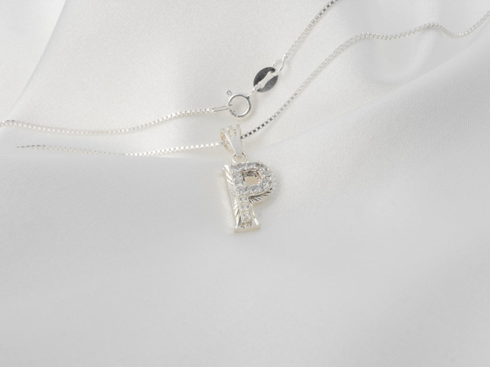 Sparkling Alphabet P Necklace - 6135SV