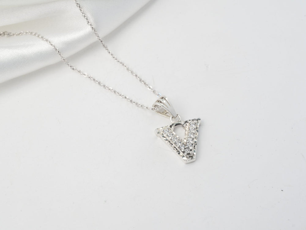Sparkling Alphabet V Necklace - 6140SV
