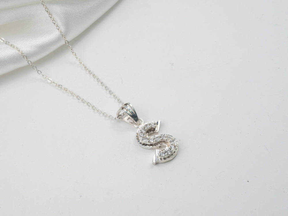 Sparkling Alphabet S Necklace - 6136SV