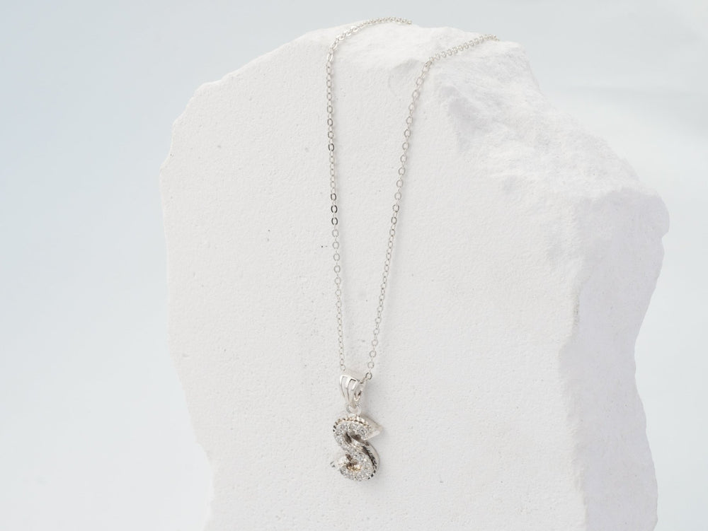 Sparkling Alphabet S Necklace, chữ S đính đá nhỏ