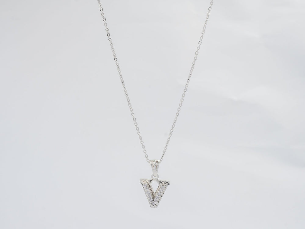 Sparkling Alphabet V Necklace - 6140SV