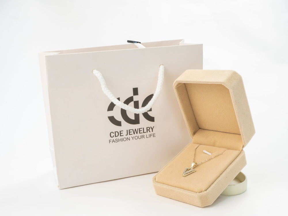 Sparkling Alphabet V Necklace