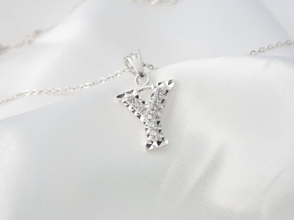 Sparkling Alphabet Y Necklace Silver - 6142SV