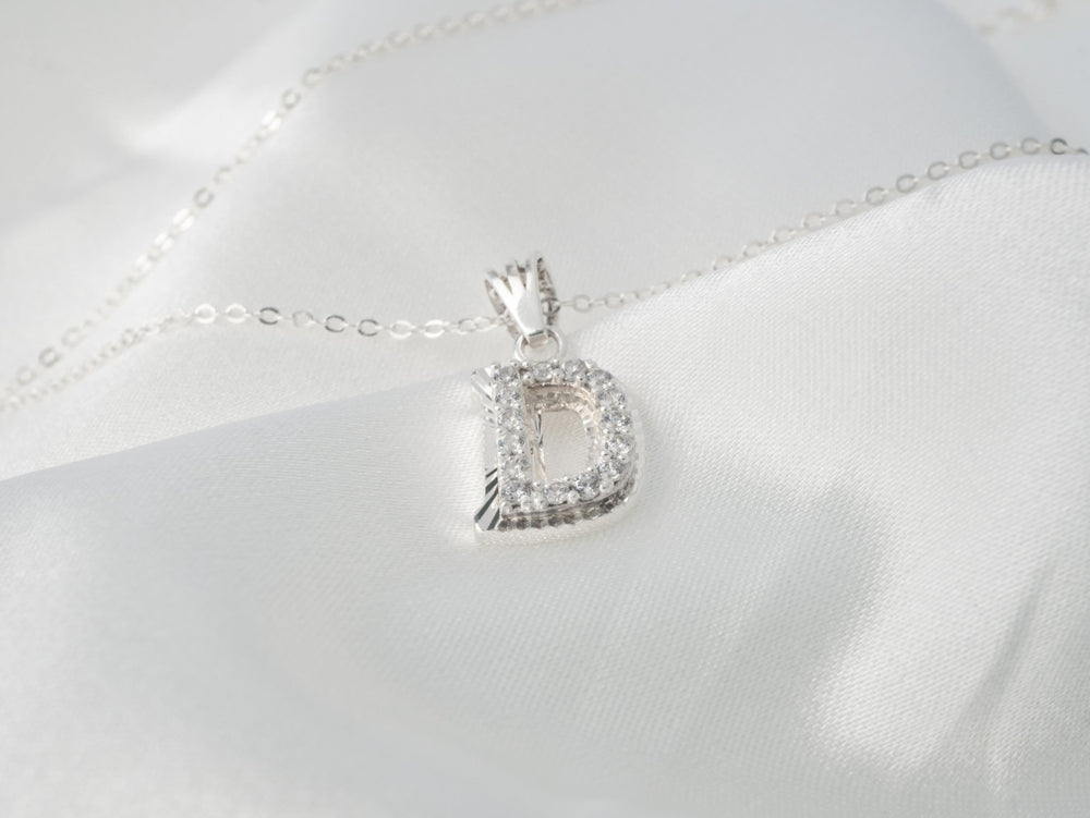 Sparkling Alphabet D Necklace Silver - 6141SV