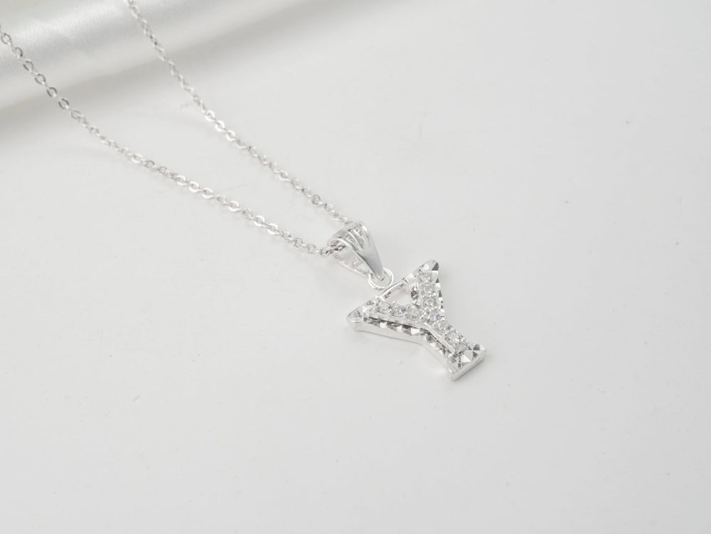 Sparkling Alphabet Y Necklace Silver - 6142SV