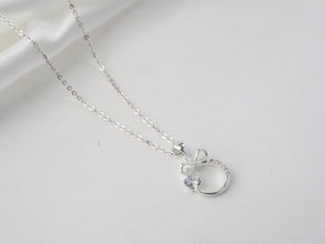 Dây chuyền bạc nữ LAMY Crystal Moonstone Embellished Bow Necklace Silver CDE6156SV Women's
