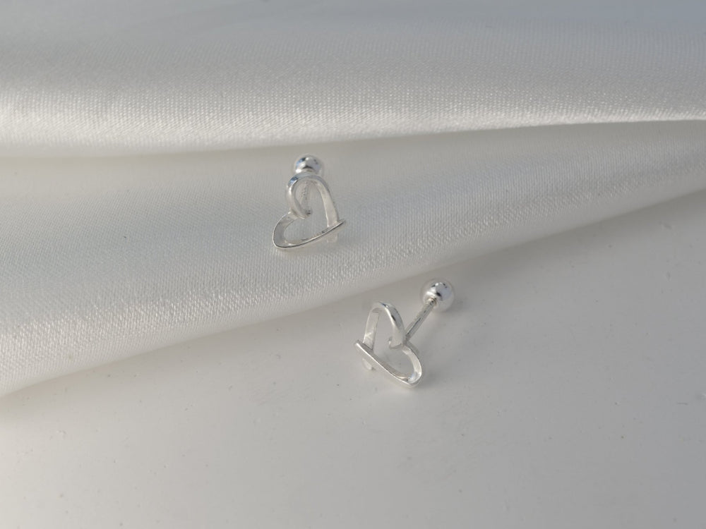 Minimalist Heart Earrings Silver