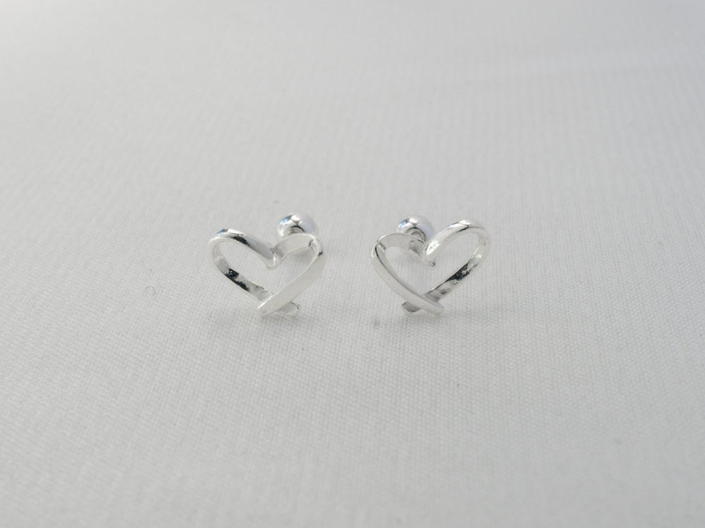 Minimalist Heart Earrings Silver