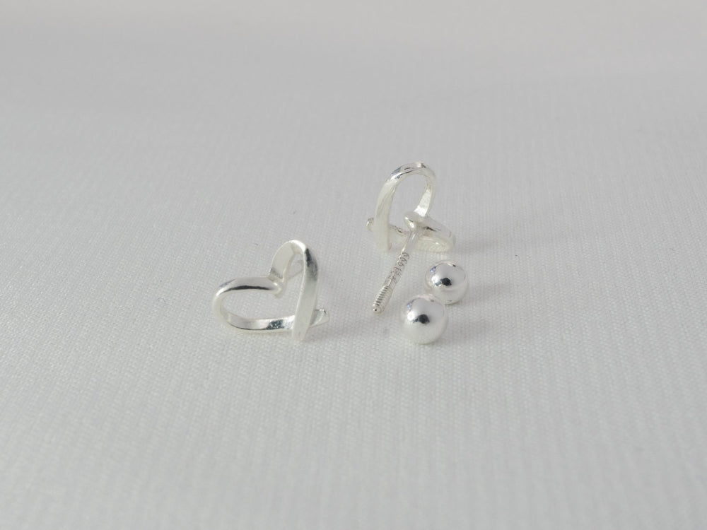 Minimalist Heart Earrings Silver