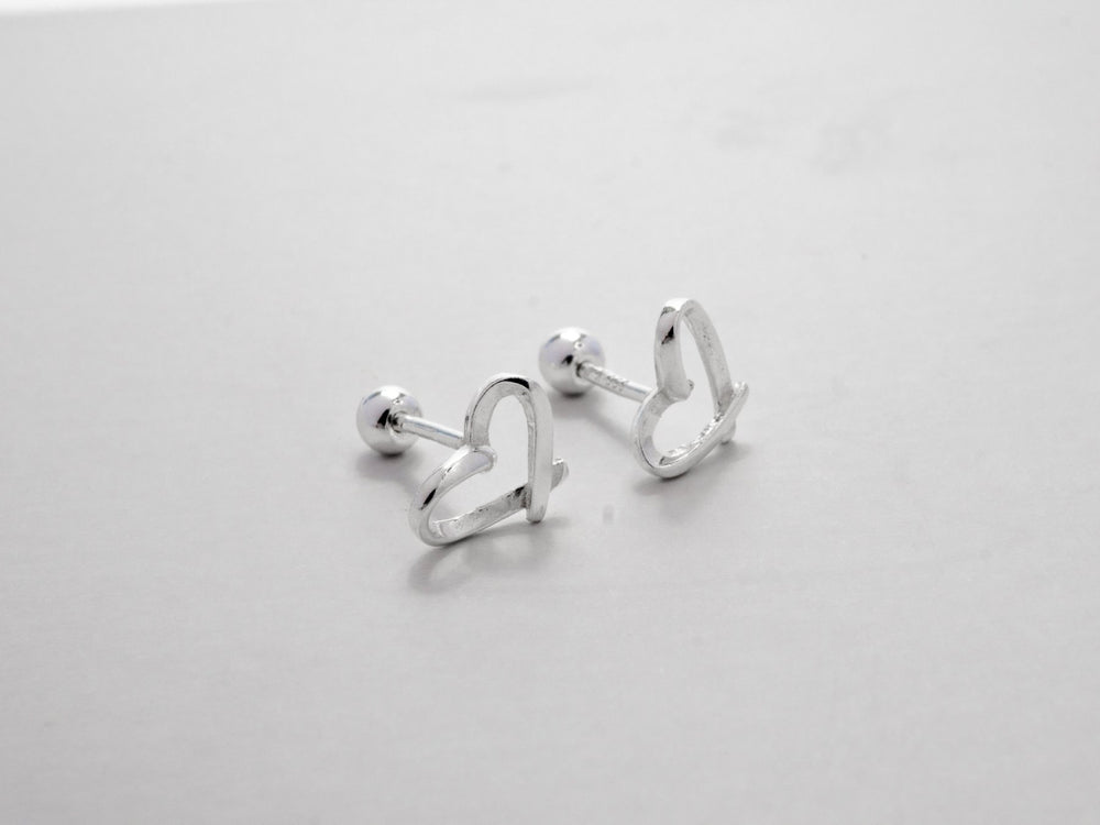 Minimalist Heart Earrings Silver