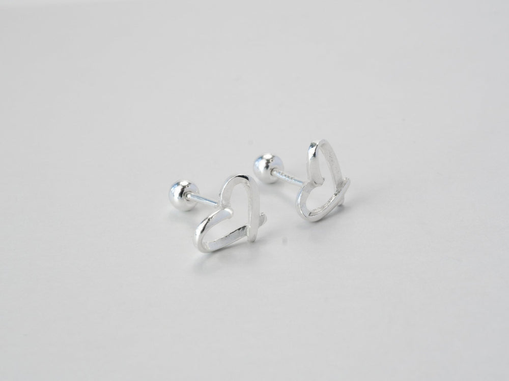 Minimalist Heart Earrings Silver