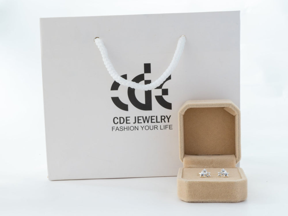 Sterling Silver Trio Star Stud Earrings