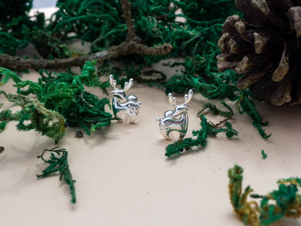 Christmas Reindeer Earrings Silver