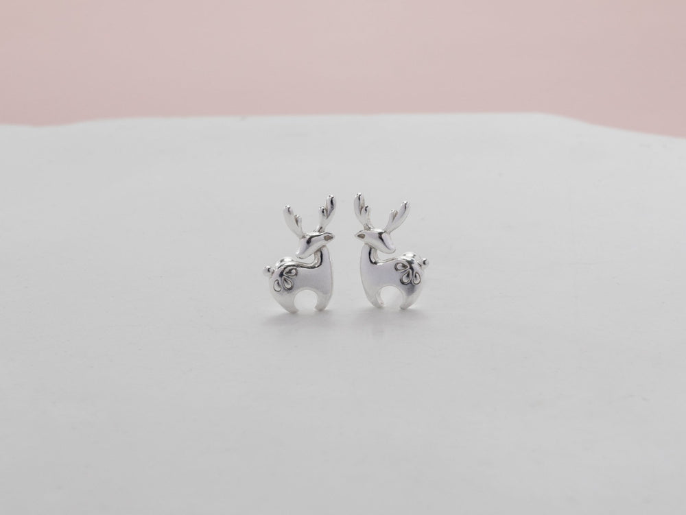 Christmas Reindeer Earrings Silver