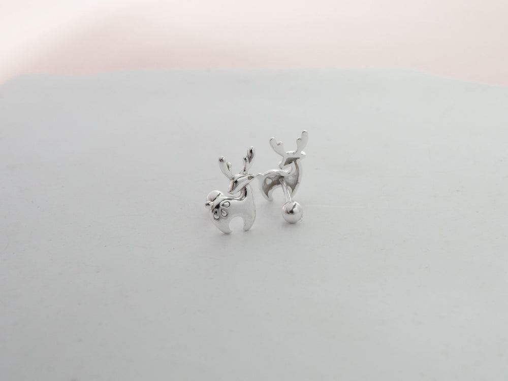 Christmas Reindeer Earrings Silver