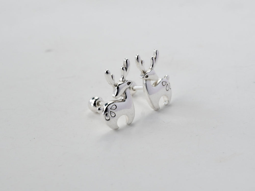 Christmas Reindeer Earrings Silver