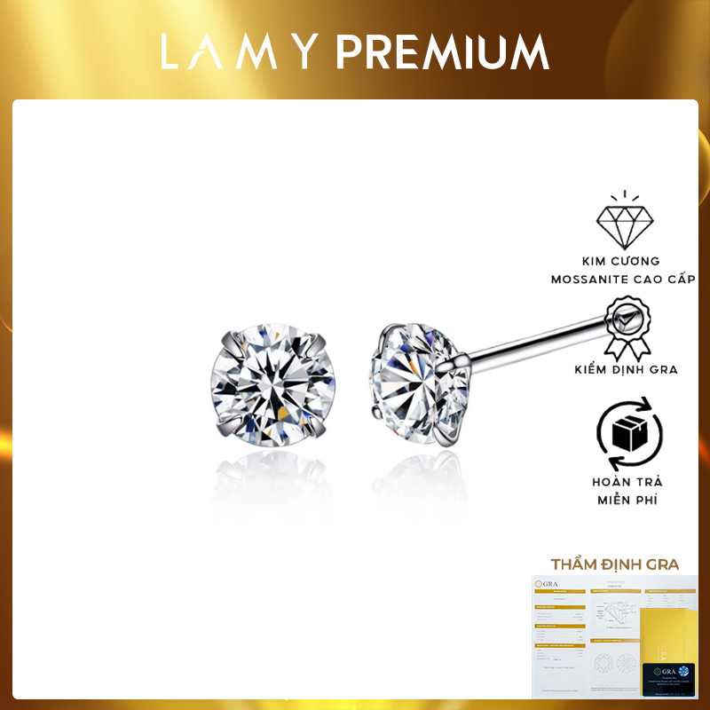 Khuyên tai nữ LAMY kim cương Moissanite 0,5 Carat Solitaire Stud DE039