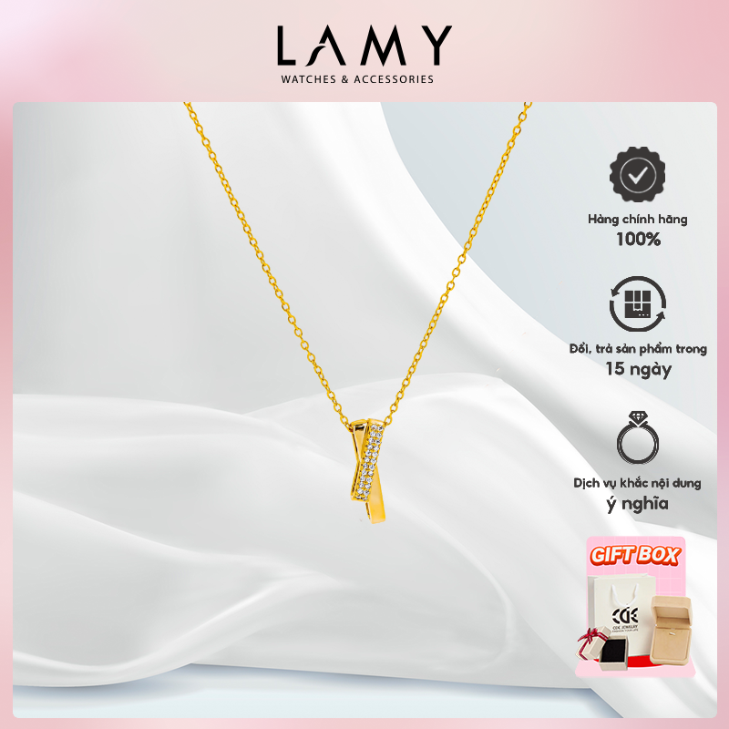 Dây chuyền bạc nữ LAMY Intertwined Sparkle Necklace Rose Gold 6422GG
