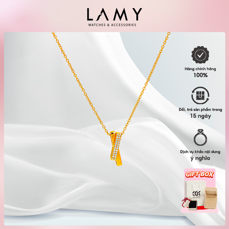 Dây chuyền bạc nữ LAMY Intertwined Sparkle Necklace Rose Gold 6422RG