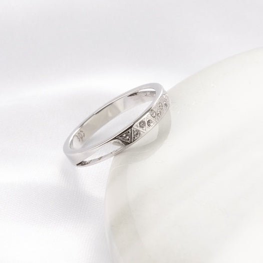 Eternity Anniversary Crystal Ring Silver, đai nhẫn bản vừa