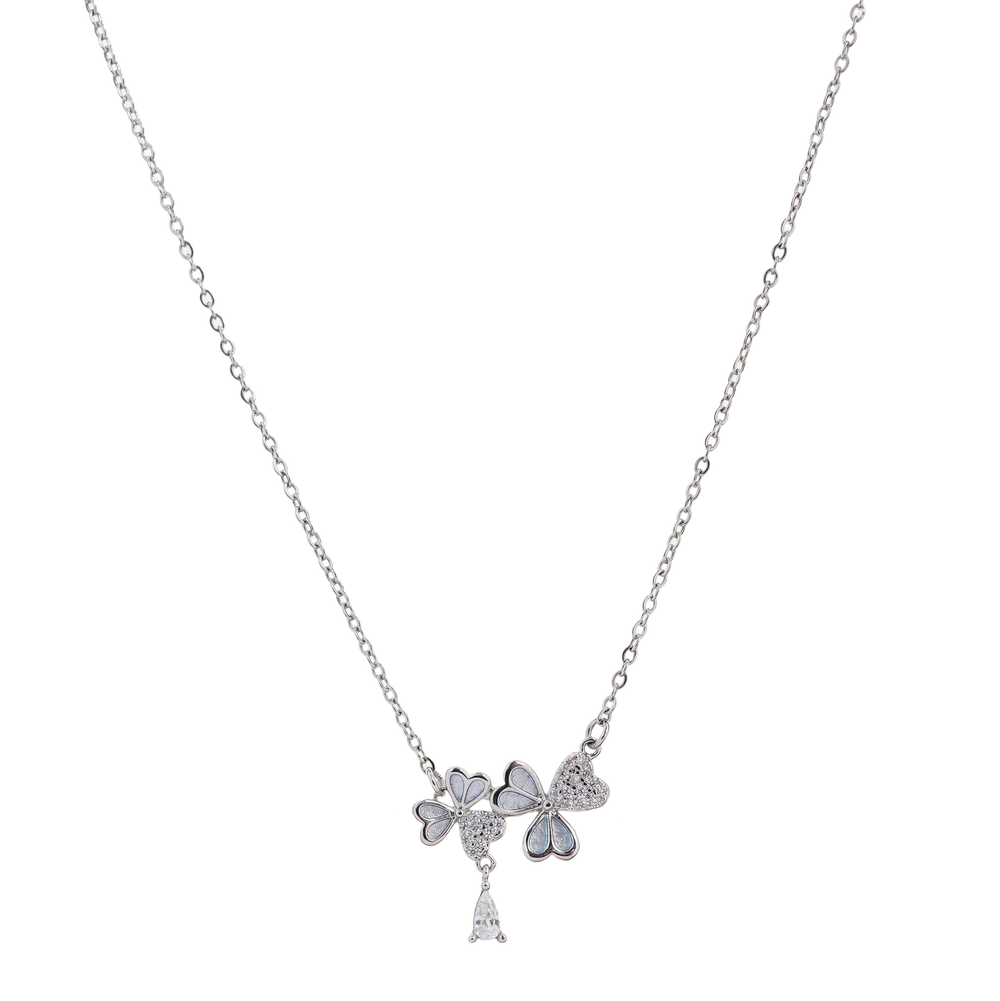 Whispering Bloom Necklace Silver, dây xích dẹt lấp lánh