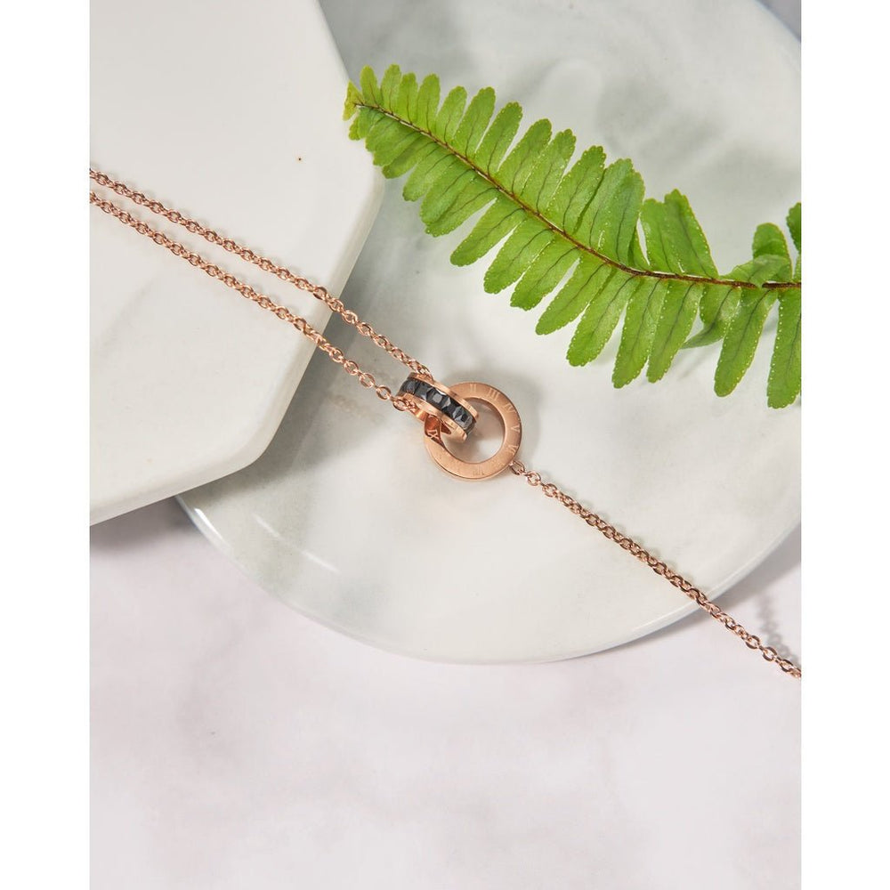 Sweet Love Unity Stone Bracelet Rose Gold Black