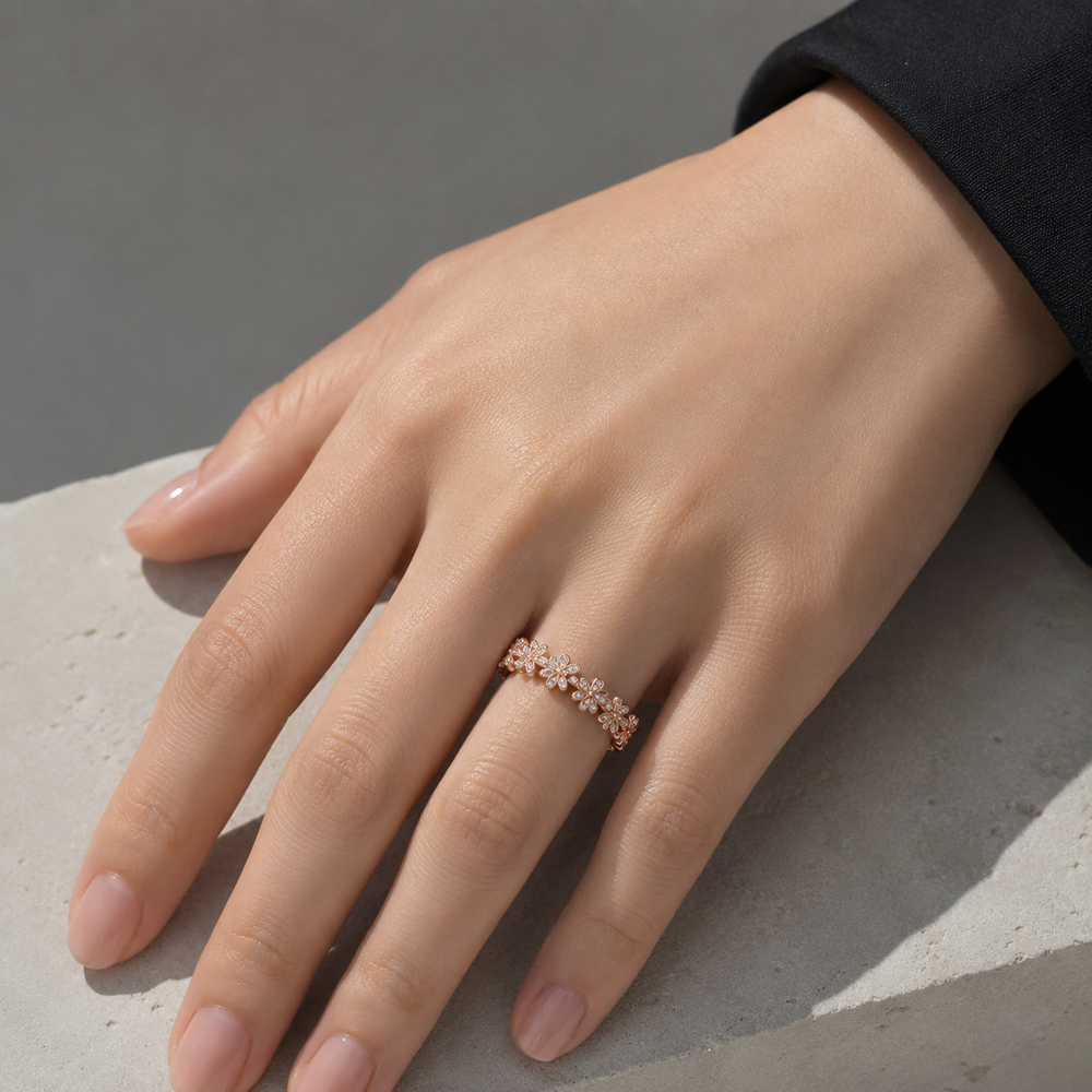 Stone Attach Chrysanthemum Ring Rose Gold