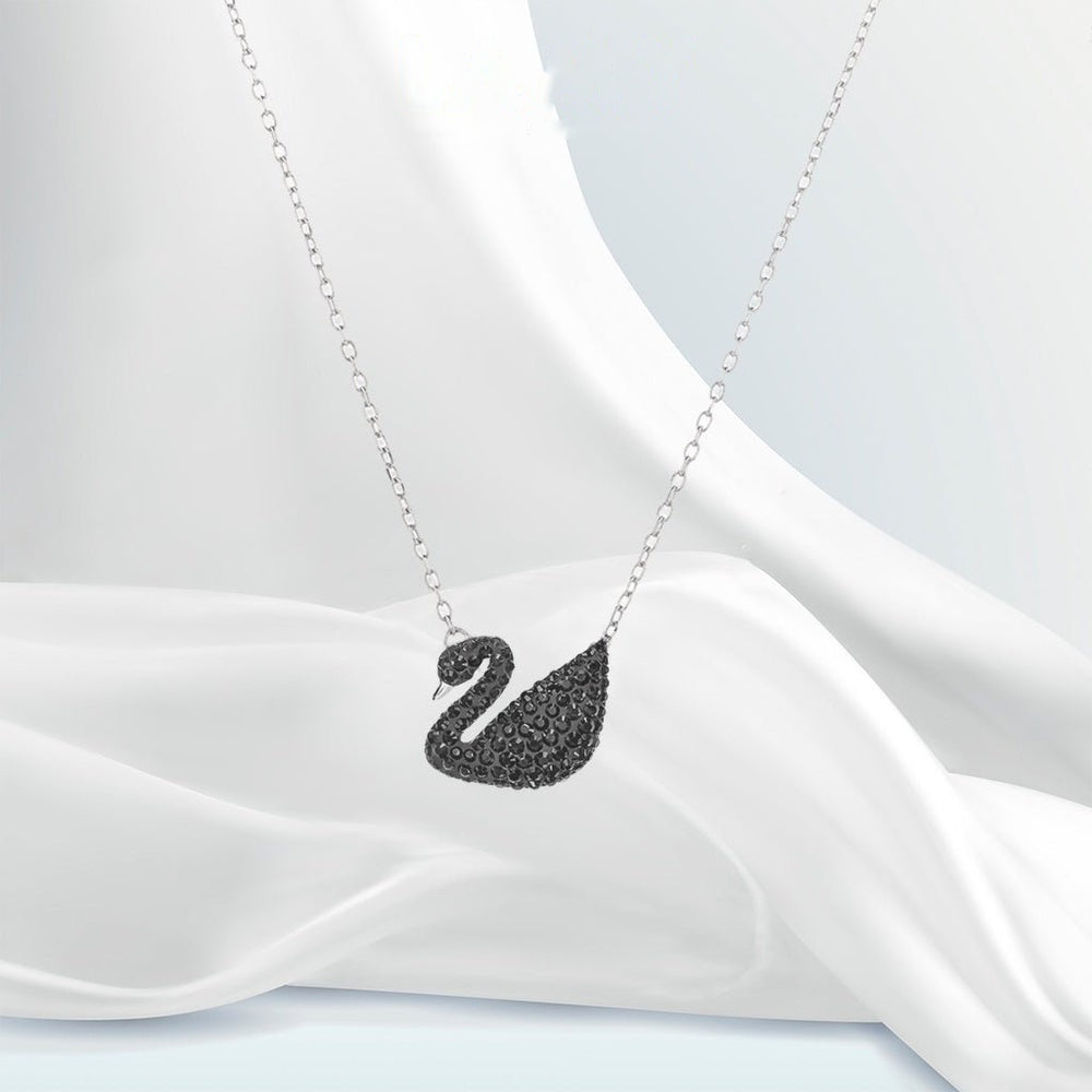 Crystal Swan Necklace Black - 6041BL