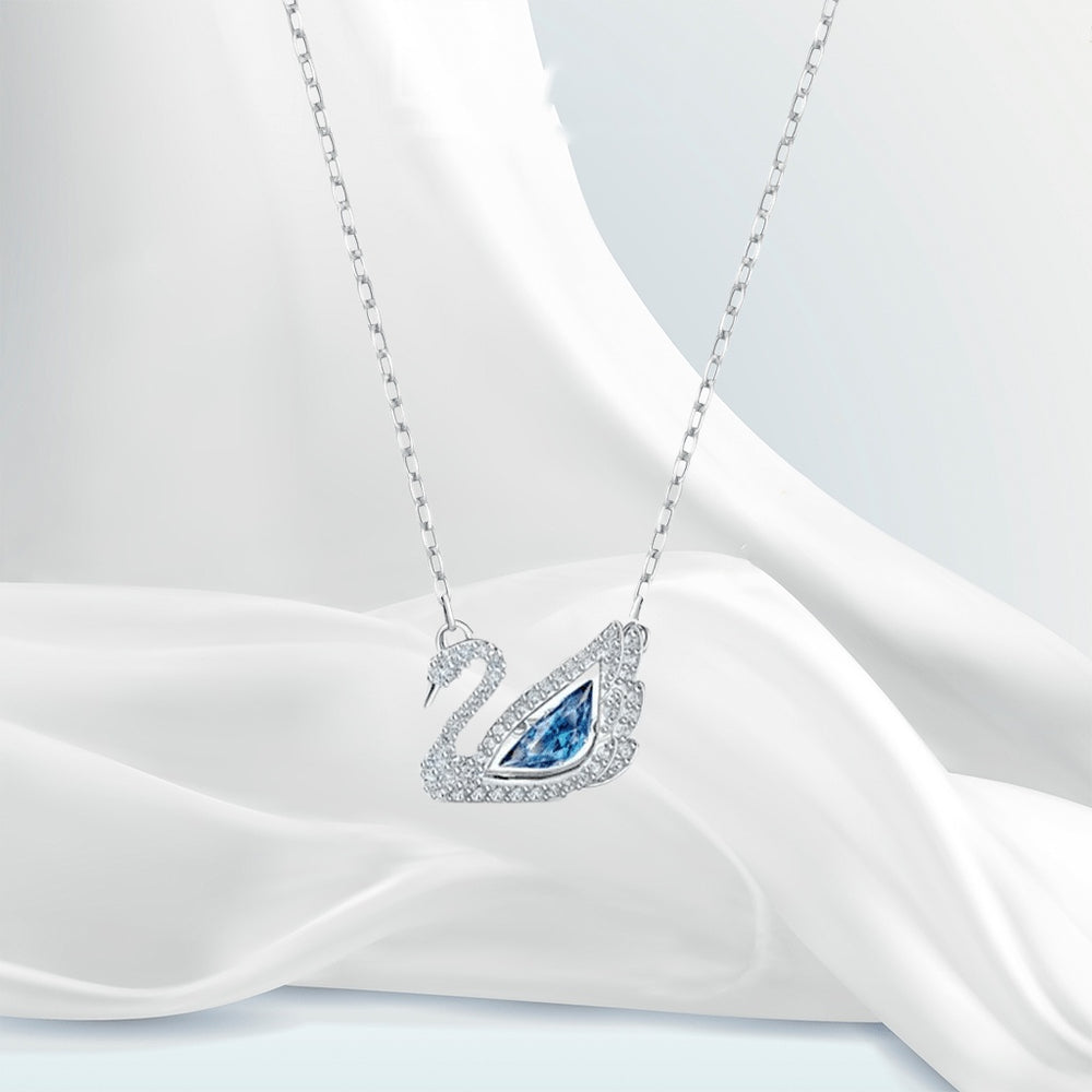 Dancing Swan Necklace Silver Blue - 6052BU