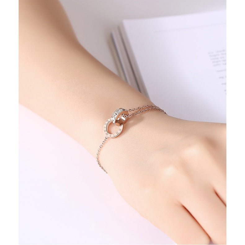 Sweet Love Unity Stone Bracelet Rose Gold White