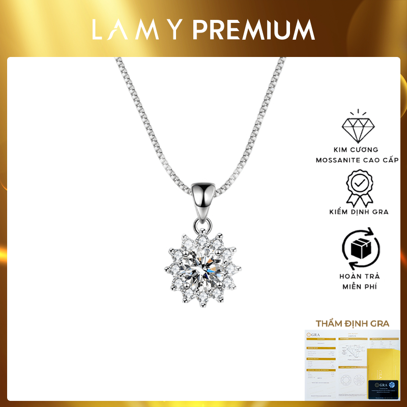 Dây chuyền kim cương Moissanite LAMY Blossom Luxe 6.5 ly kiểm định GRA CDEDN022WH - Hàng chính hãng đã kiểm định
