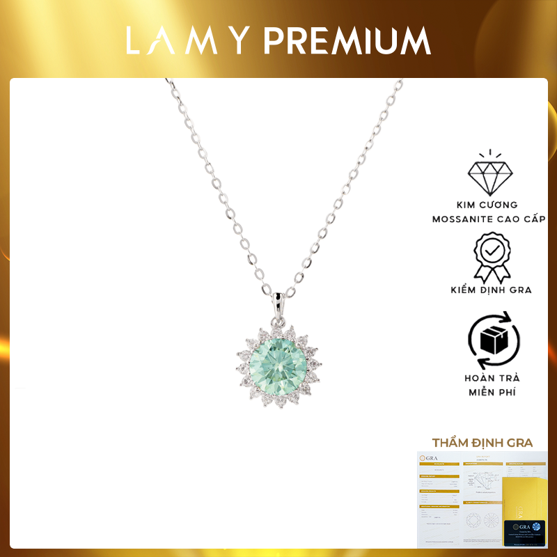 Dây chuyền kim cương Moissanite LAMY Blossom Gem 6.5 ly kiểm định GRA CDEDN022GR - Hàng chính hãng đã kiểm định