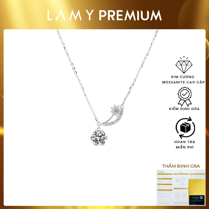 Dây chuyền kim cương Moissanite LAMY Moonstar Dream 6.5 ly kiểm định GRA CDEDN019 - Hàng chính hãng đã kiểm định