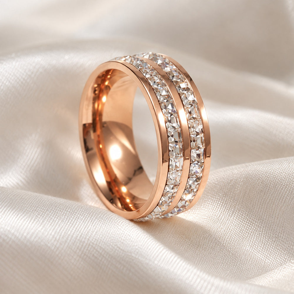 Eternity Dual Ring Rose Gold - 0815RG - ảnh cận