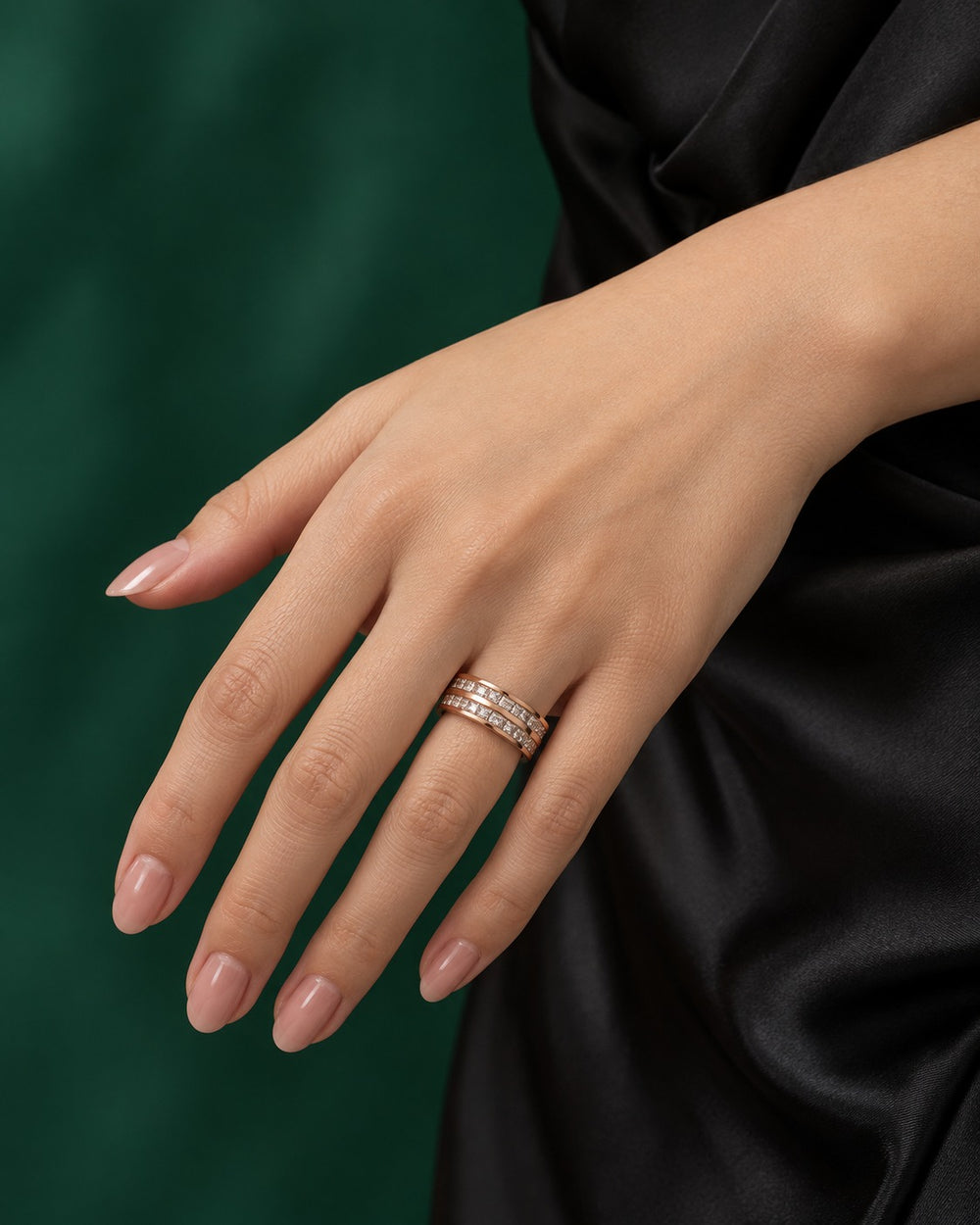 Eternity Dual Ring Rose Gold - 0815RG - ảnh đeo tay