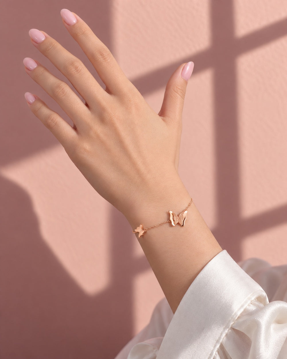Pave Butterfly Unity Bracelet Rose Gold - 2015RG - ảnh đeo